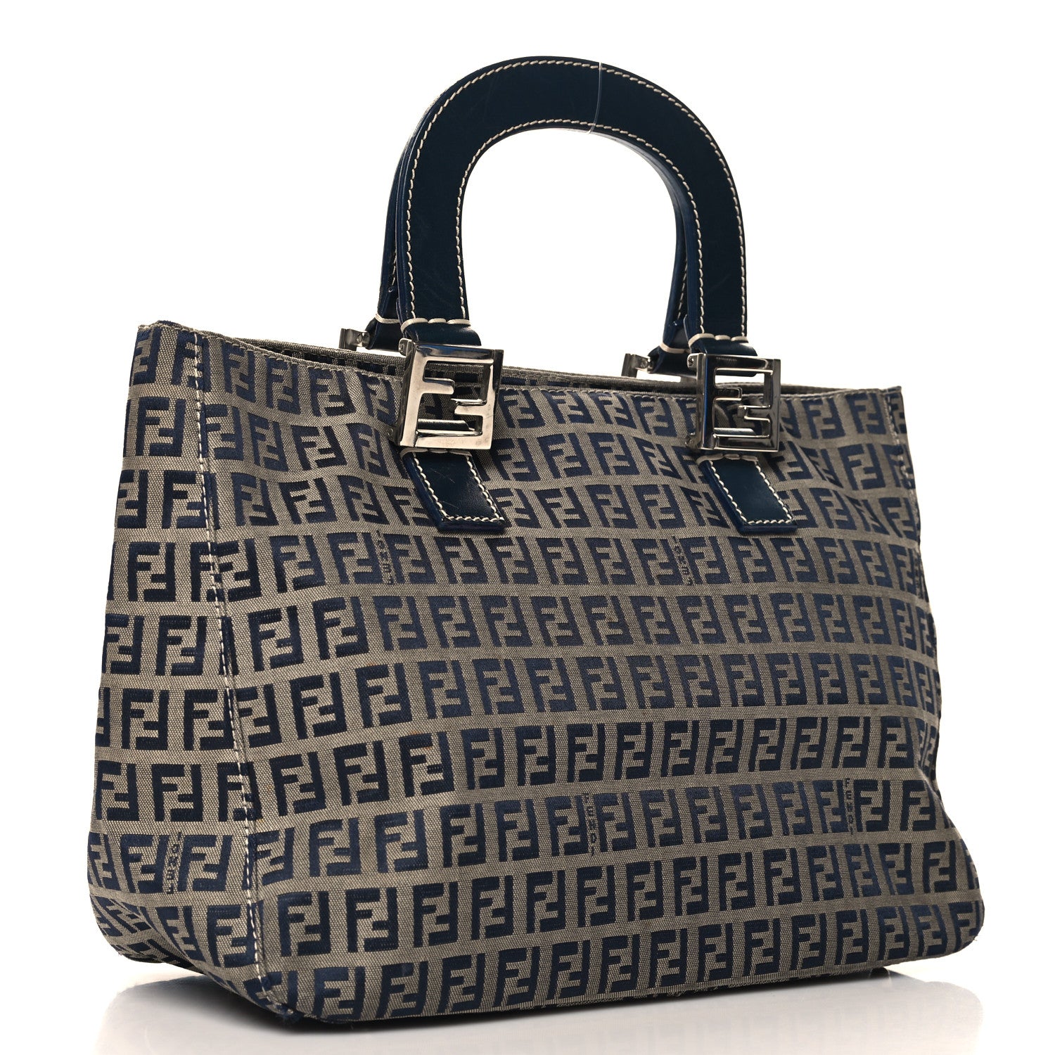 Fendi Zucchino Tote Navy Blue 3 of 10