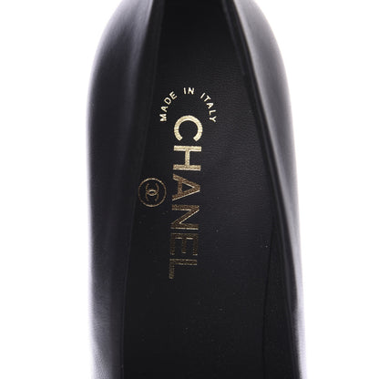 Chanel Lambskin Calfskin Patent Cap Toe CC Pumps 40.5 Black 7 of 12