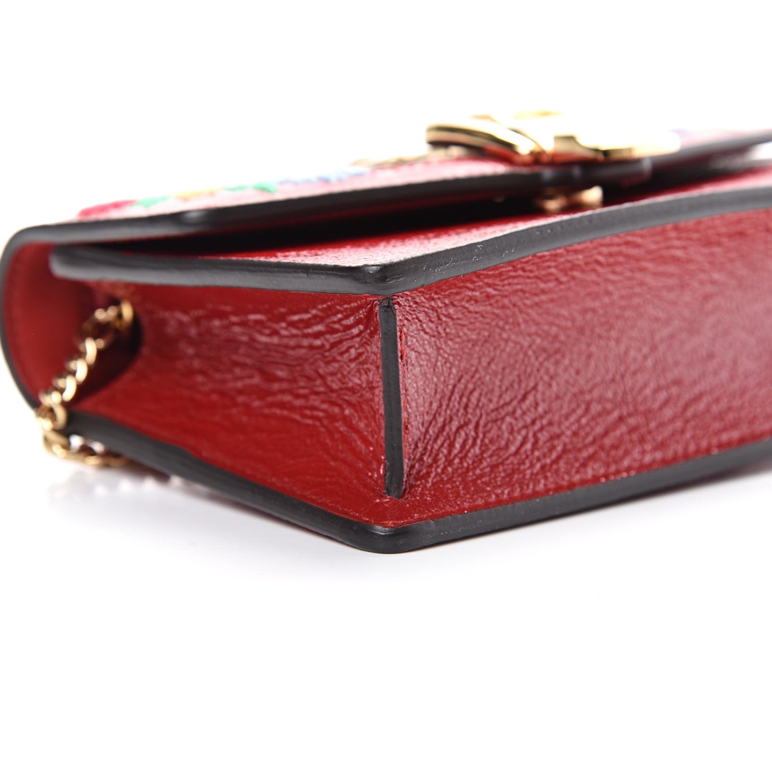 Gucci Patent Embroidered Super Mini Sylvie Chain Shoulder Bag Red 8 of 9