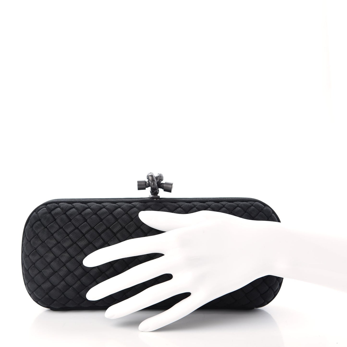Silk Faille Intrecciato Knot Clutch Black