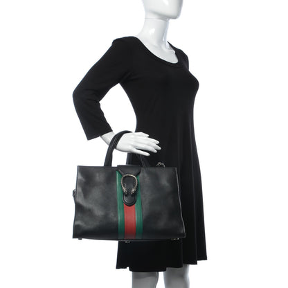 Gucci Calfskin Web Stripe Large Dionysus Tote Bag Black 12 of 34