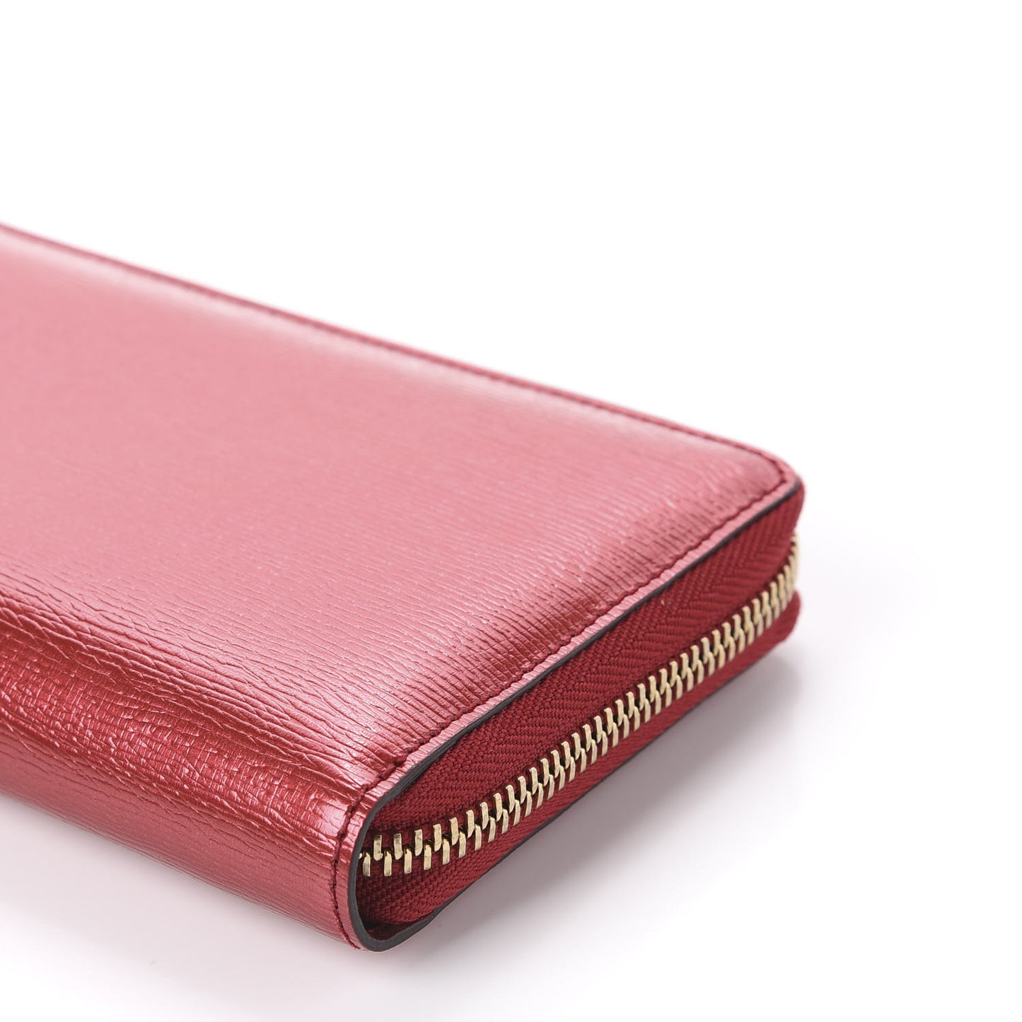 Shine Shangai Calfskin Lovely Zip Around Wallet Red