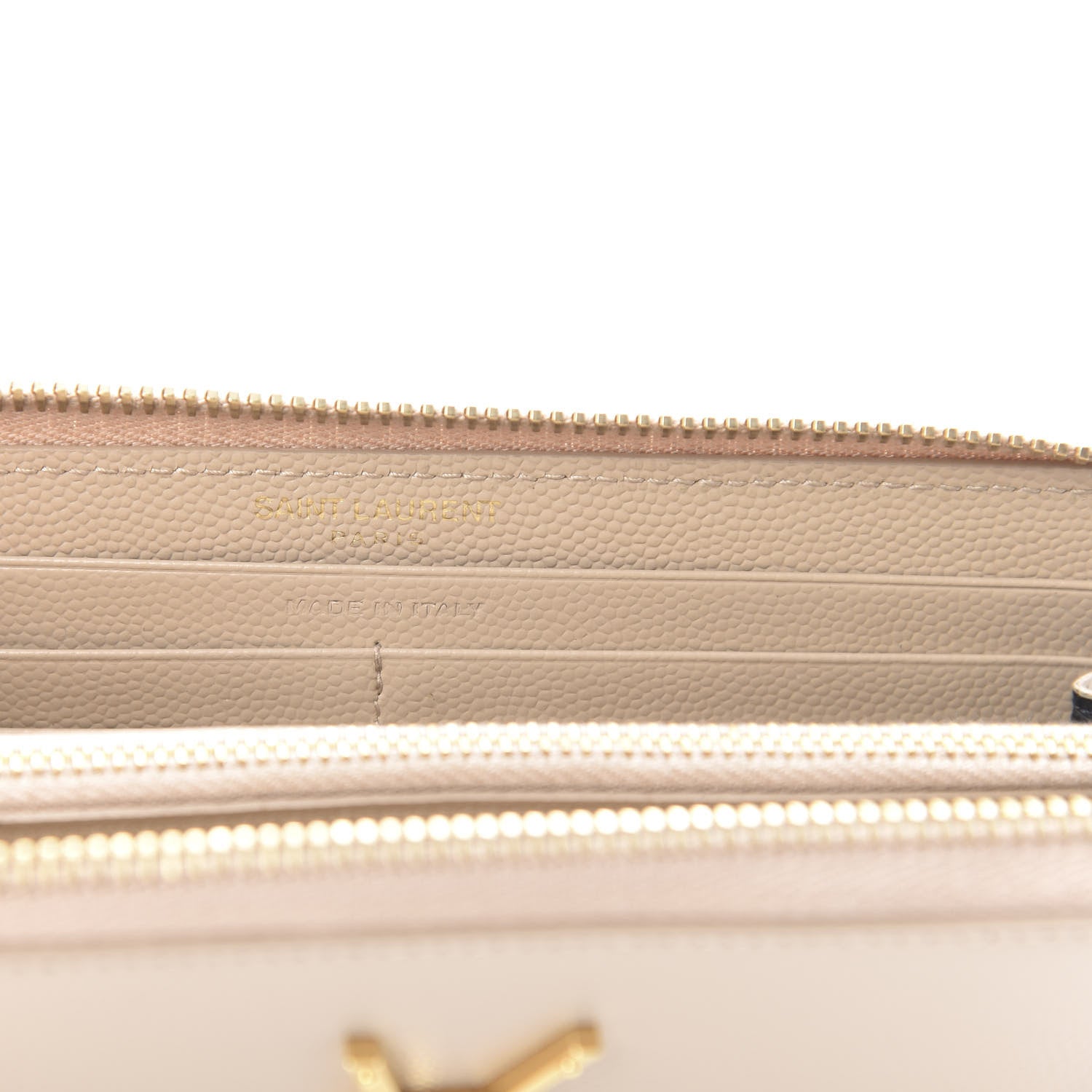 Saint Laurent Grain De Poudre Monogram Zip Around Wallet Nude Powder 6 of 9