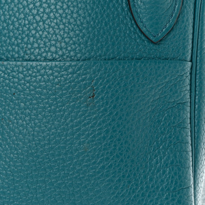 Hermes Taurillon Clemence Lindy 30 Bleu Paon 15 of 19