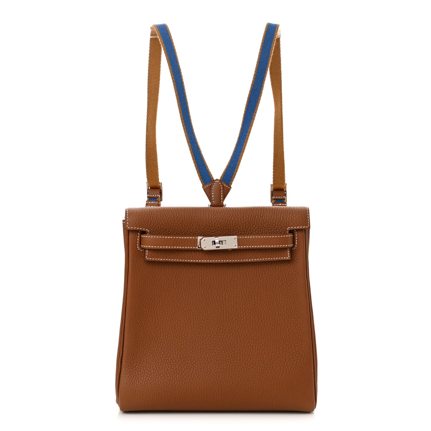 Taurillon Clemence Kelly Amazone Ado Backpack 22 Gold Bleu Zellige Caramel