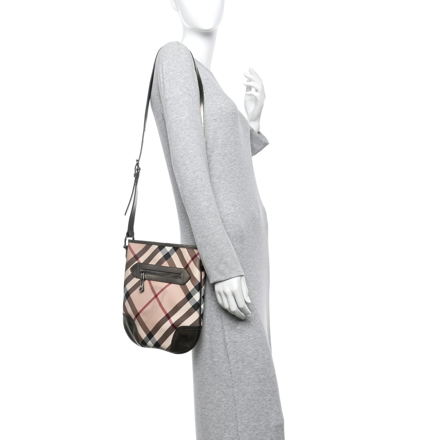 Patent Nova Check Dryden Crossbody Bag Pewter