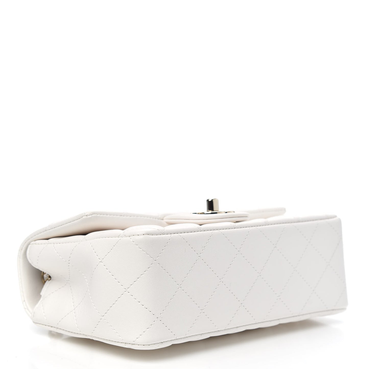 Lambskin Quilted Mini Rectangular Flap White
