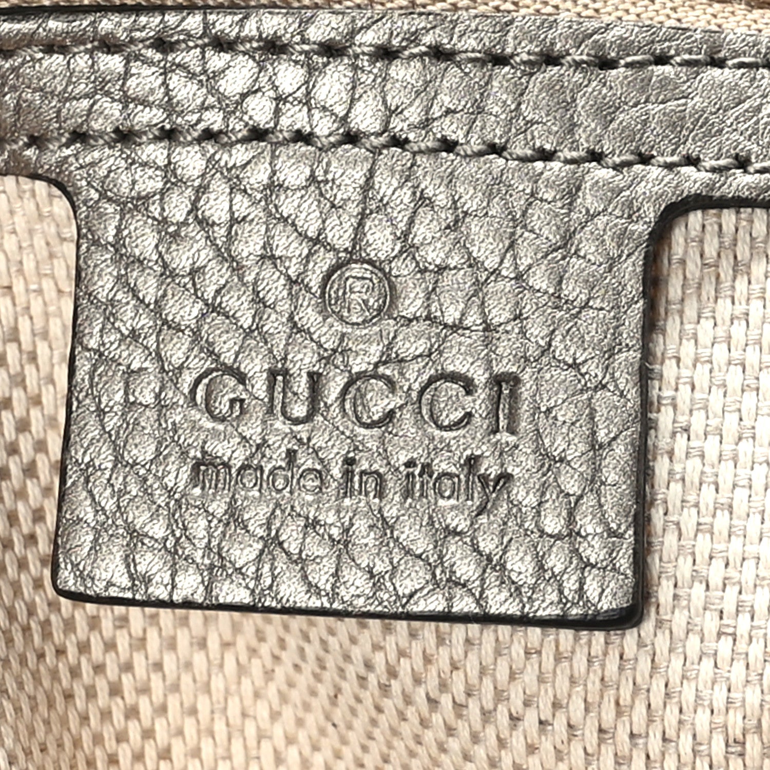 Gucci Metallic Pebbled Calfskin Medium Soho Flap Crossbody Golden Beige 6 of 9