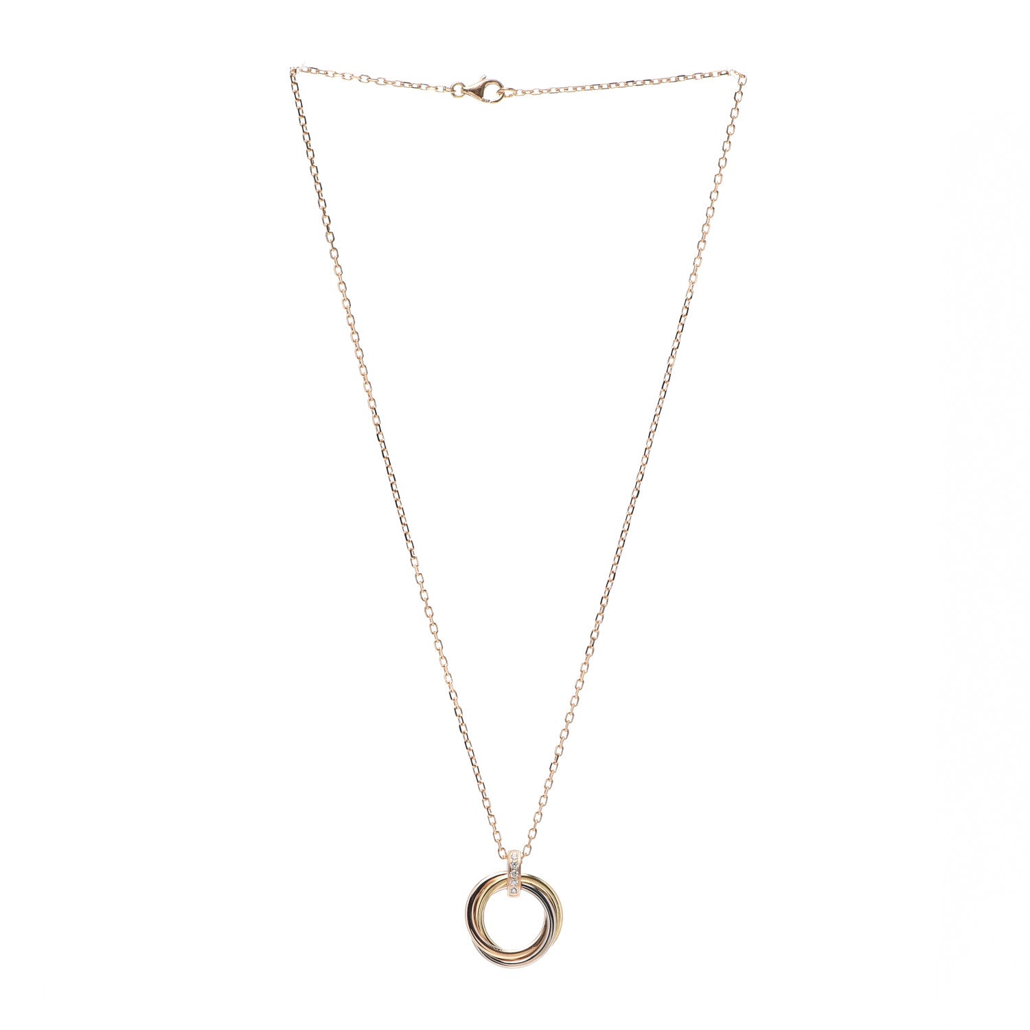 Cartier 18K Pink White Yellow Gold Diamond Trinity Pendant Necklace 3 of 5