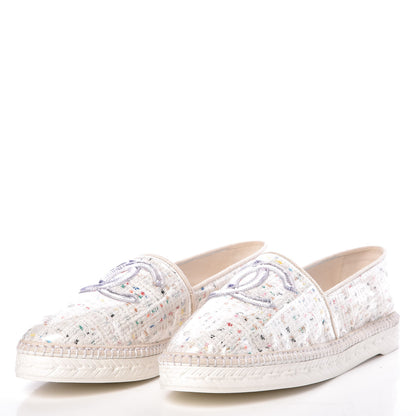 Chanel PVC Tweed CC Espadrilles 40 White Multicolor 3 of 8