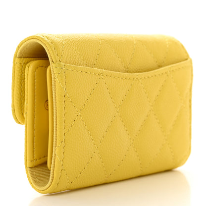 Chanel Caviar Quilted Classic 4 Key Holder Wallet Yellow 3 of 8