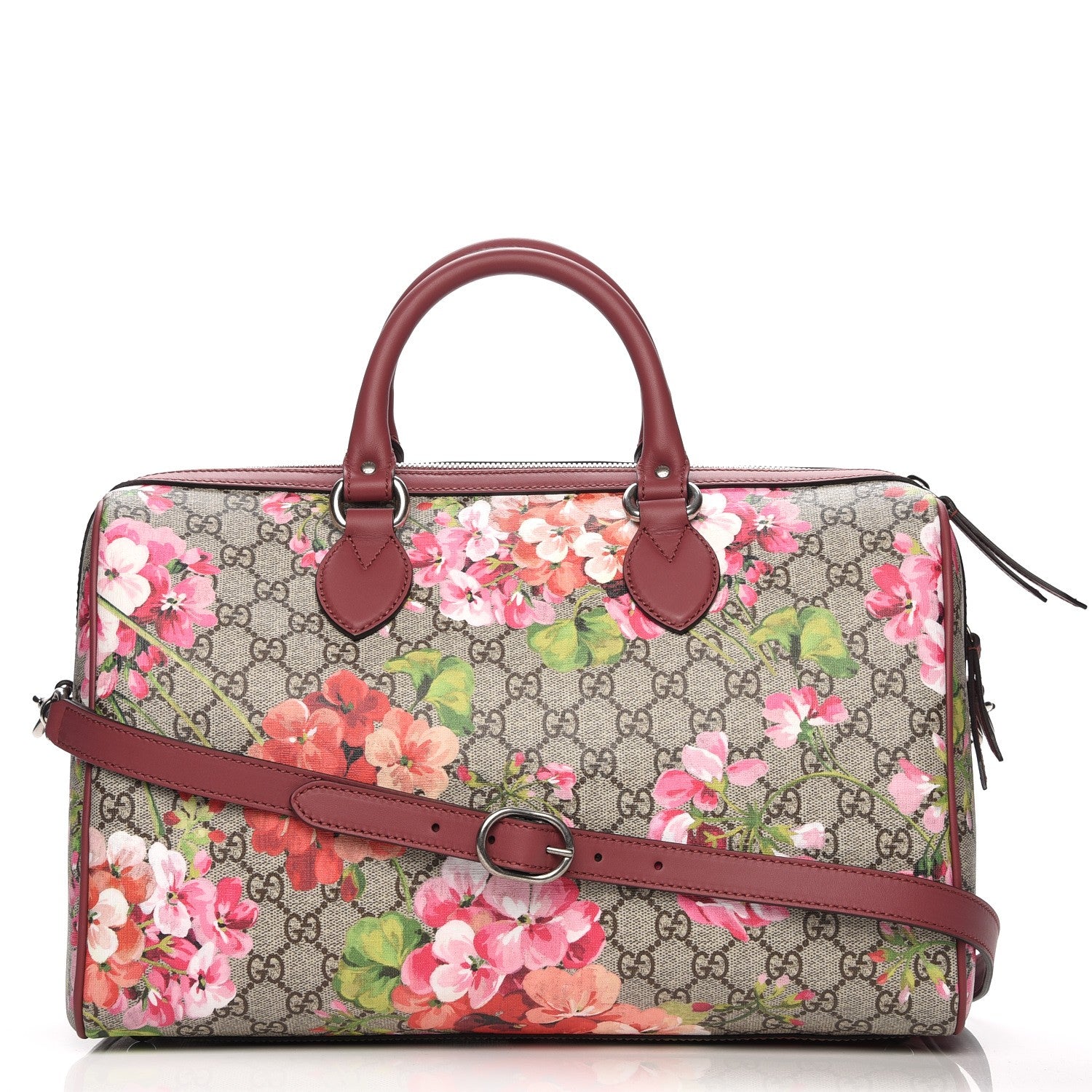 Gucci GG Supreme Monogram Blooms Medium Boston Beige Multicolor Dry Rose 1 of 8