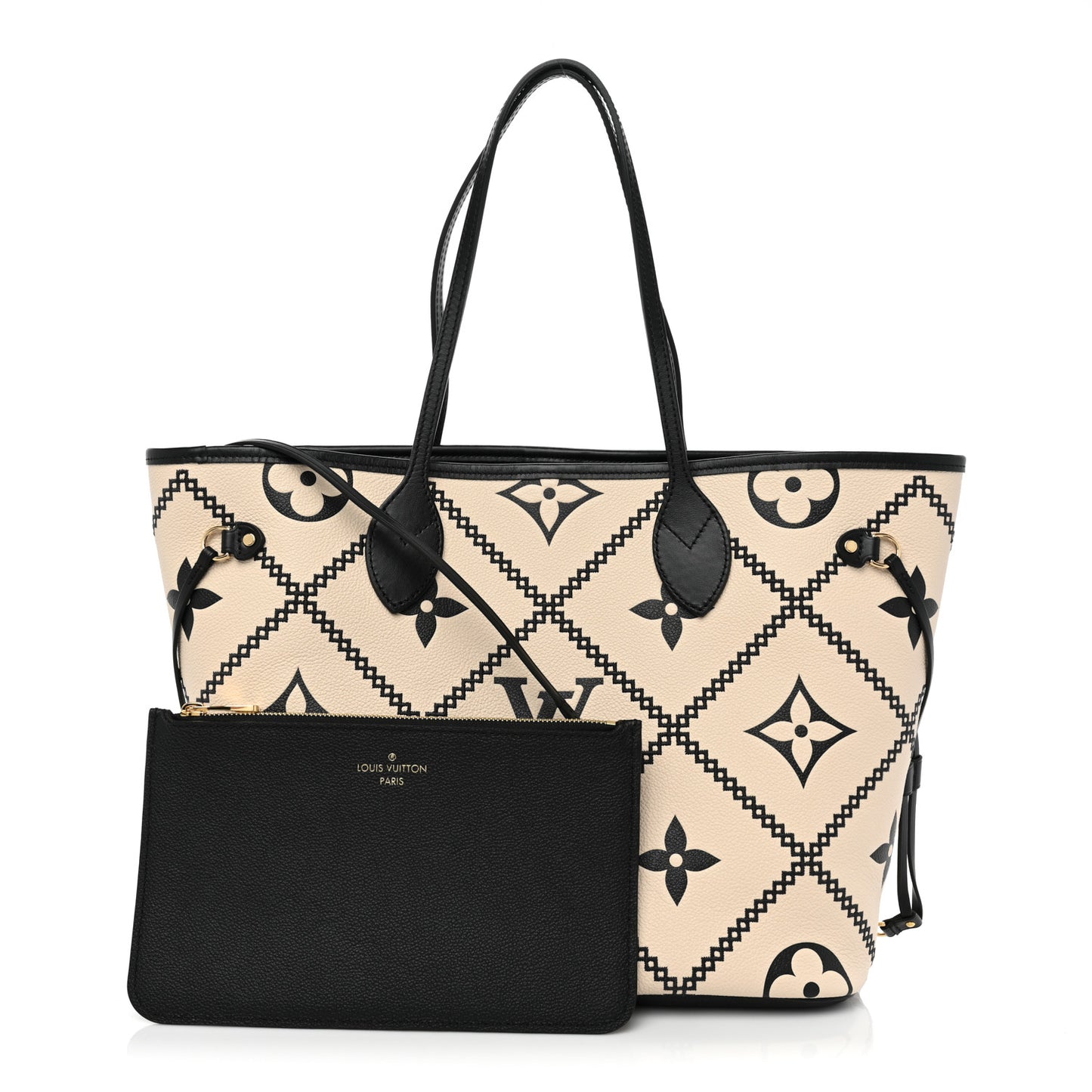 Empreinte Monogram Giant Broderies Neverfull MM Cream Black