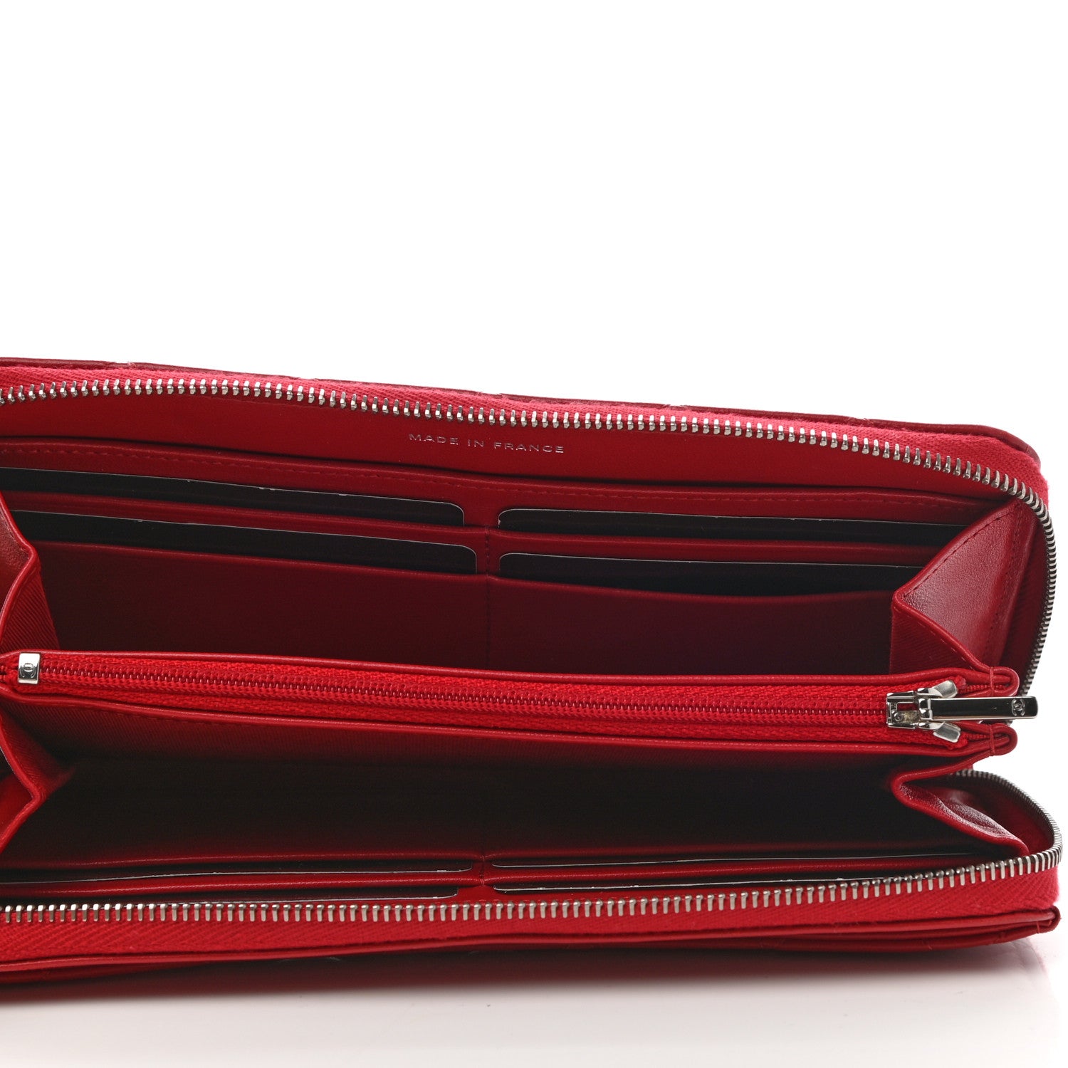 Chanel Lambskin Quilted Large Gusset Zip Around Wallet Red 5 of 11