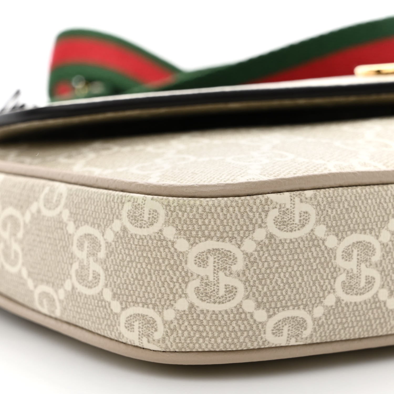 Gucci GG Supreme Monogram Textured Dollar Calfskin Web Mini Ophidia Envelope Shoulder Bag Beige Mystic White Oatmeal 9 of 11