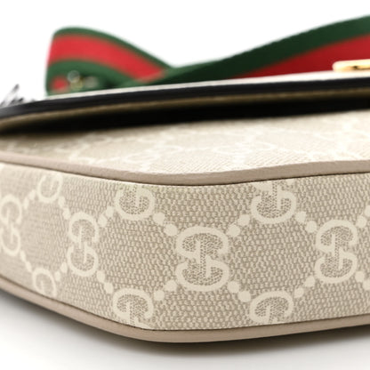 Gucci GG Supreme Monogram Textured Dollar Calfskin Web Mini Ophidia Envelope Shoulder Bag Beige Mystic White Oatmeal 9 of 11