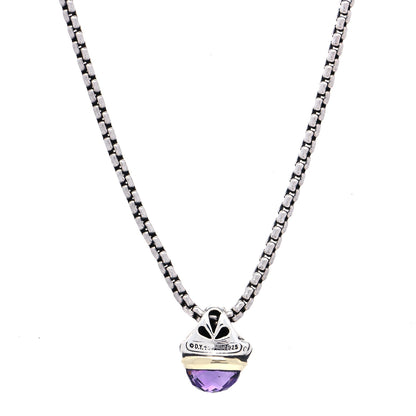 David Yurman Sterling Silver 14K Yellow Gold Amethyst 10mm Acorn Pendant Necklace 5 of 7