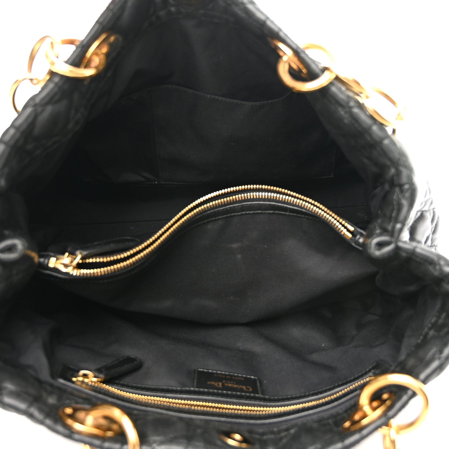 Lambskin Cannage Large Dior Soft Shopping Tote Black