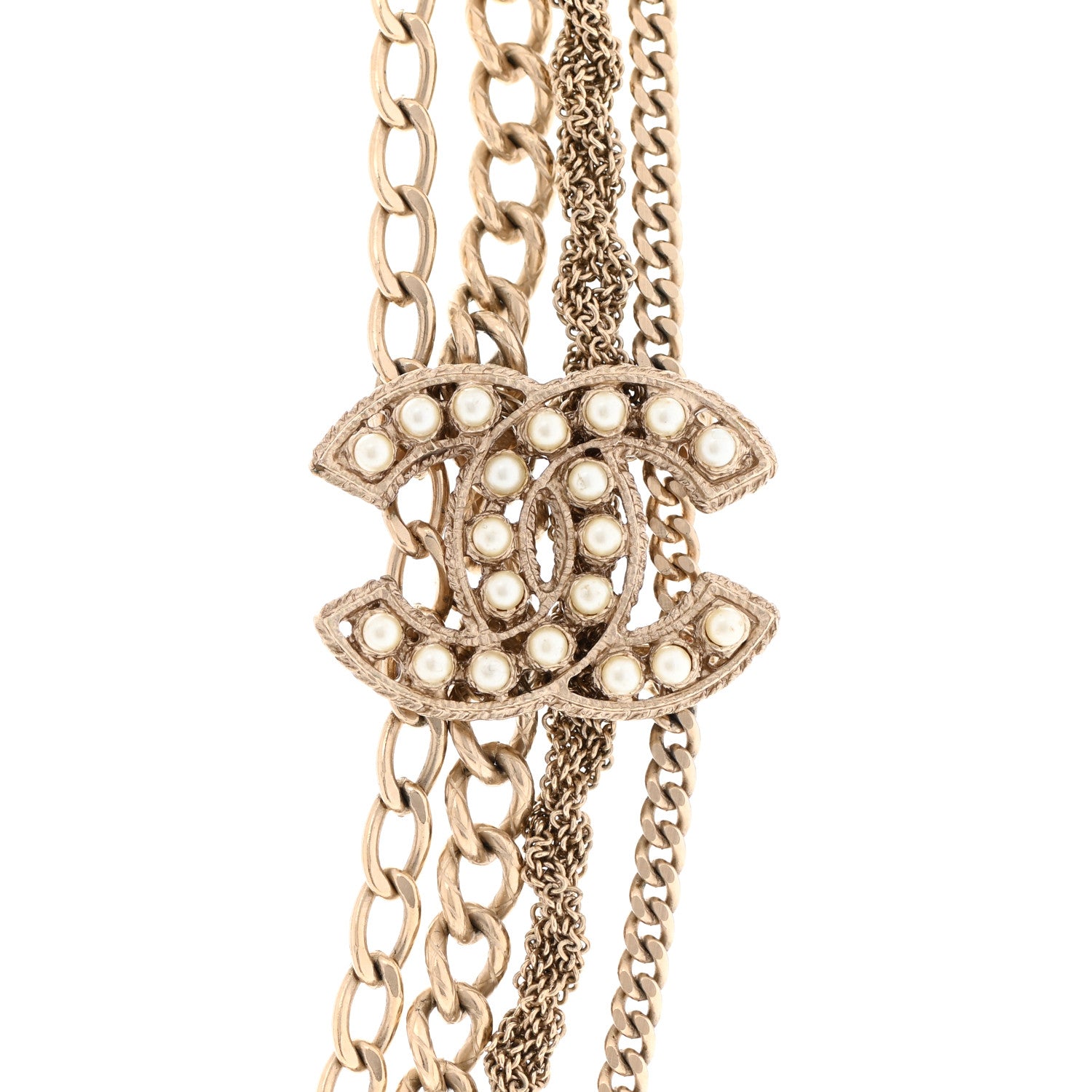 Chanel Pearl CC Multi Strand Necklace Gold 4 of 5