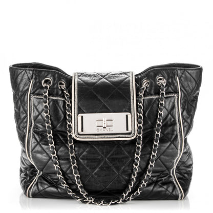 Chanel Lambskin Quilted East West Large Tote Black 1 of 8
