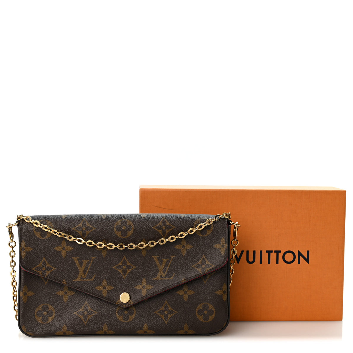 Monogram Pochette Felicie Chain Wallet Fuchsia