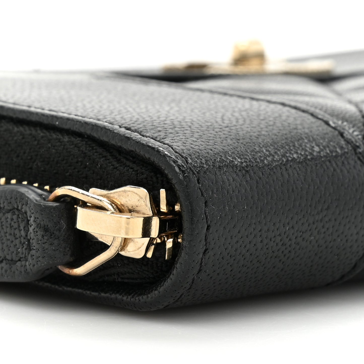 Sheepskin Quilted Mademoiselle Vintage Zip Around Wallet Black