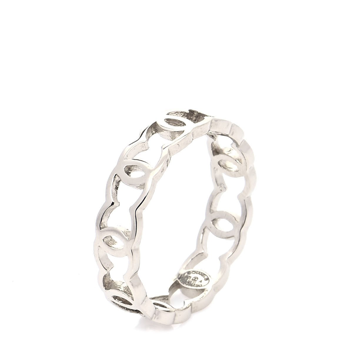 Chanel Metal CC Ring 54 6.75 Light Gold 5 of 6