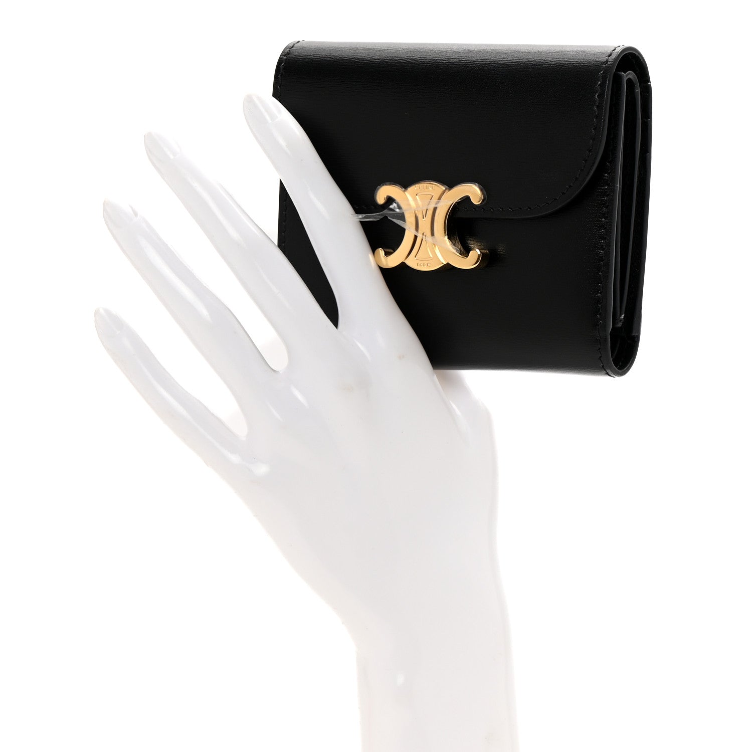 Celine Shiny Smooth Lambskin Small Triomphe Wallet Black 2 of 9