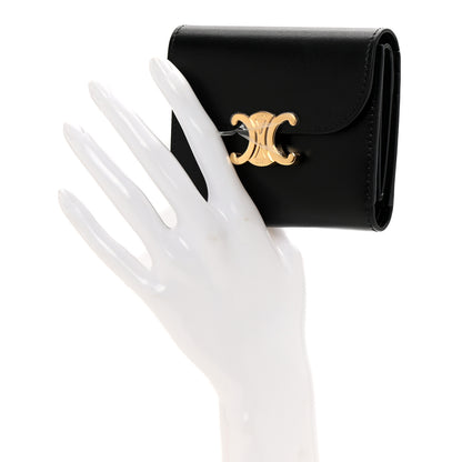 Celine Shiny Smooth Lambskin Small Triomphe Wallet Black 2 of 9