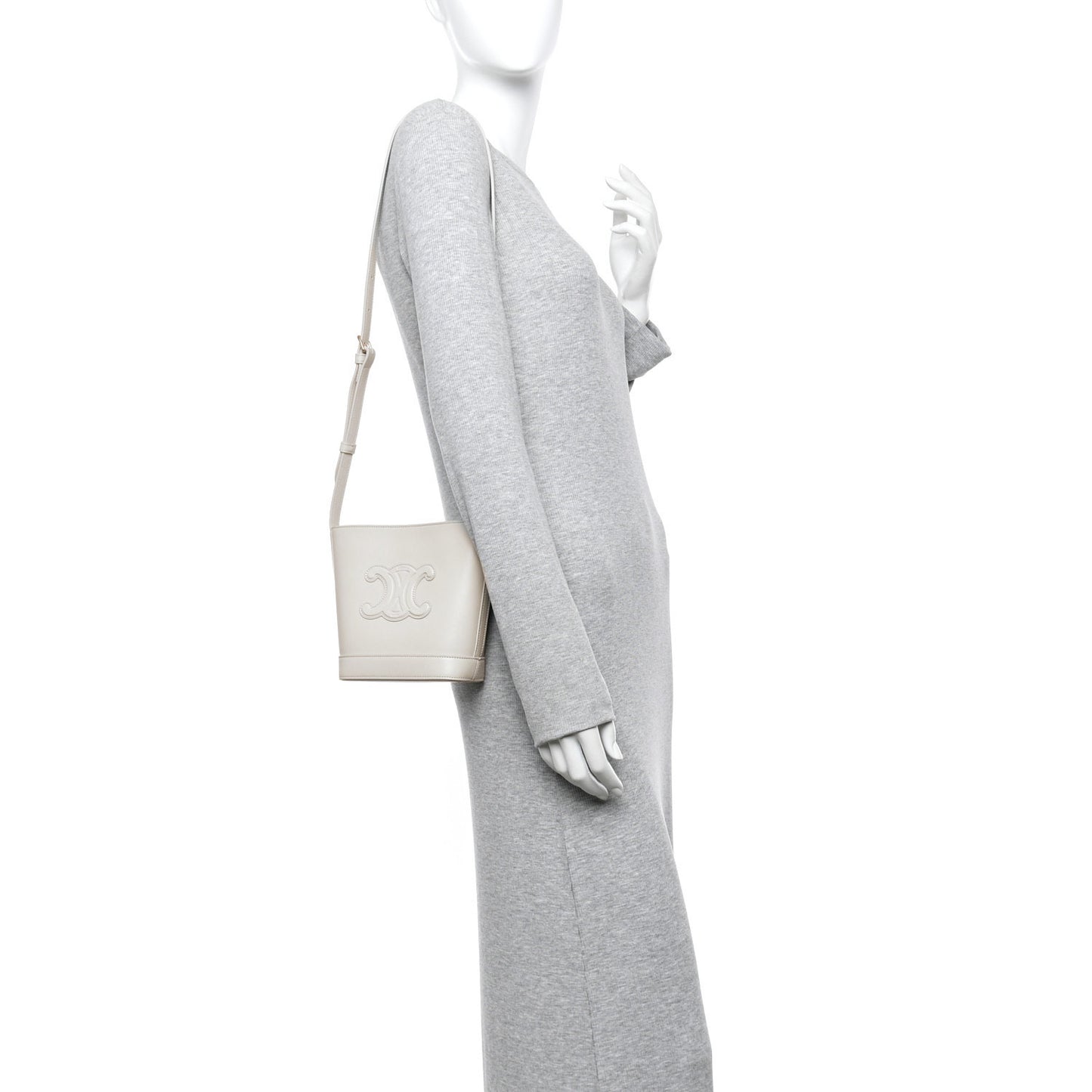Smooth Calfskin Mini Cuir Triomphe Bucket Bag White