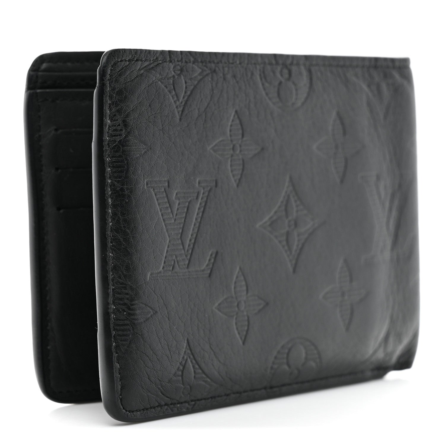 Louis Vuitton Calfskin Monogram Shadow Multiple Wallet Black 3 of 6