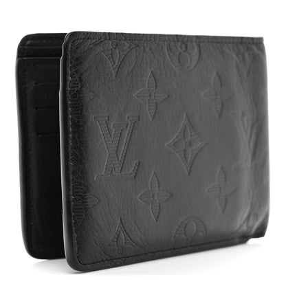 Louis Vuitton Calfskin Monogram Shadow Multiple Wallet Black 3 of 6