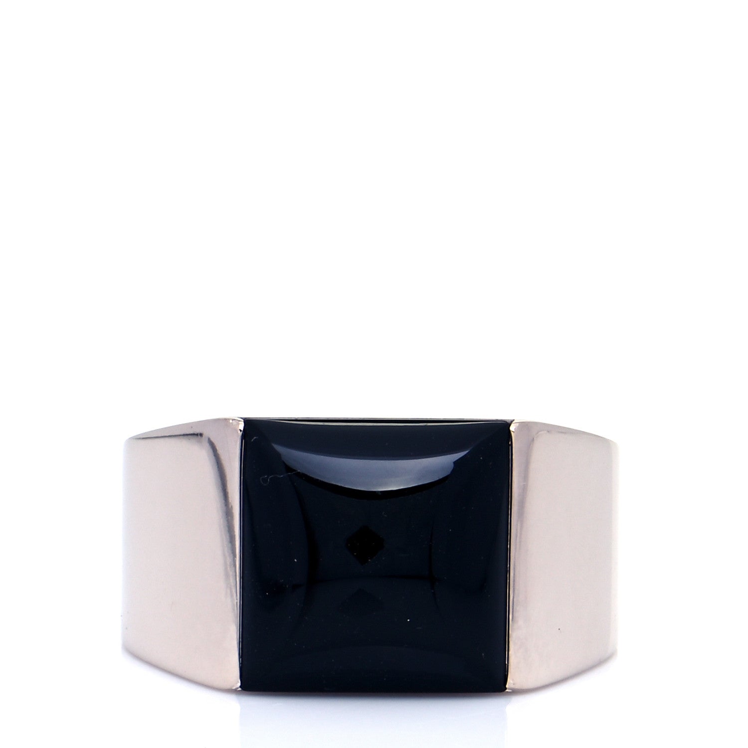 Cartier 18K White Gold Black Onyx Tank Ring 53 6.5 1 of 7