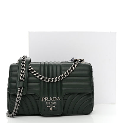 Prada Soft Calfskin Impunture Diagramme Medium Chain Flap Shoulder Bag Smeraldo 12 of 12