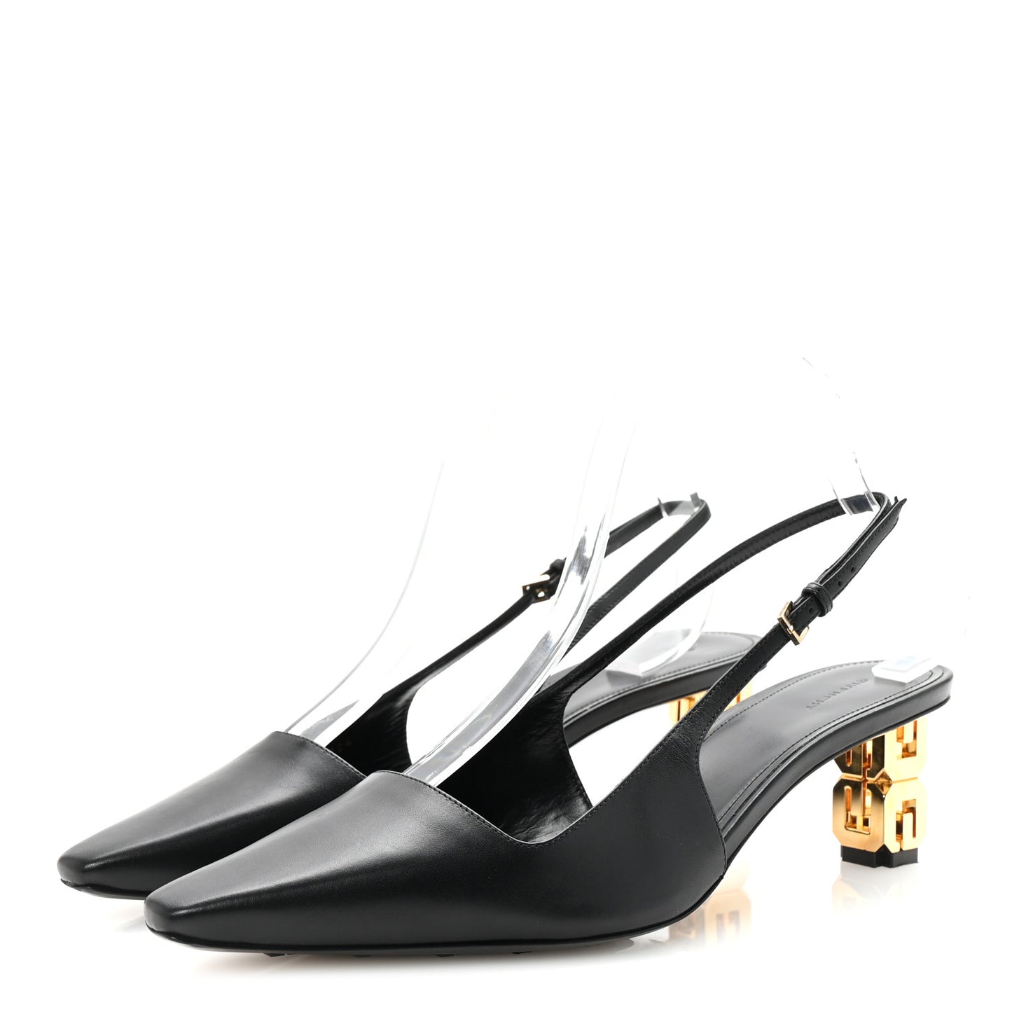 Calfskin G Cube 50mm Slingback Pumps 39 Black