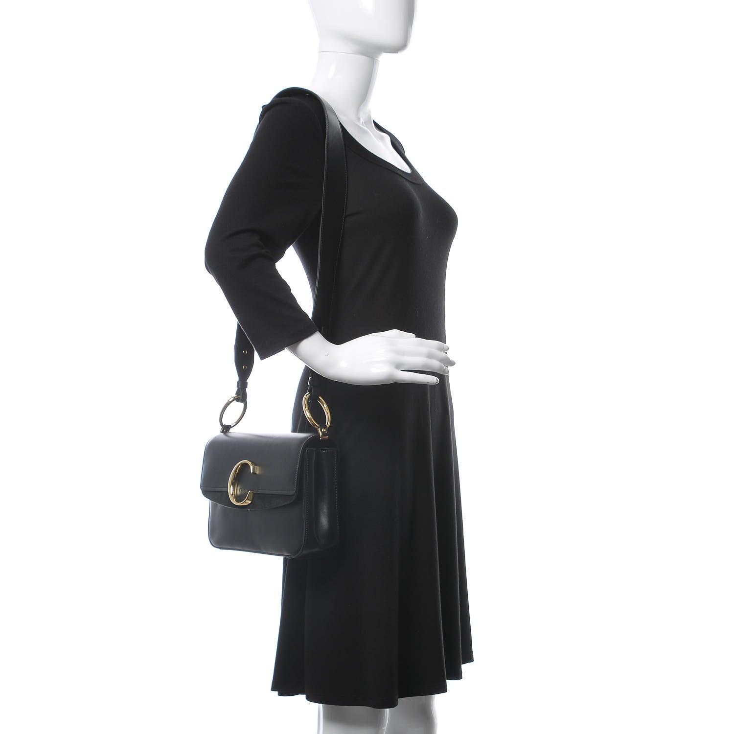 Chloe Calfskin Small C Double Carry Black 2 of 14