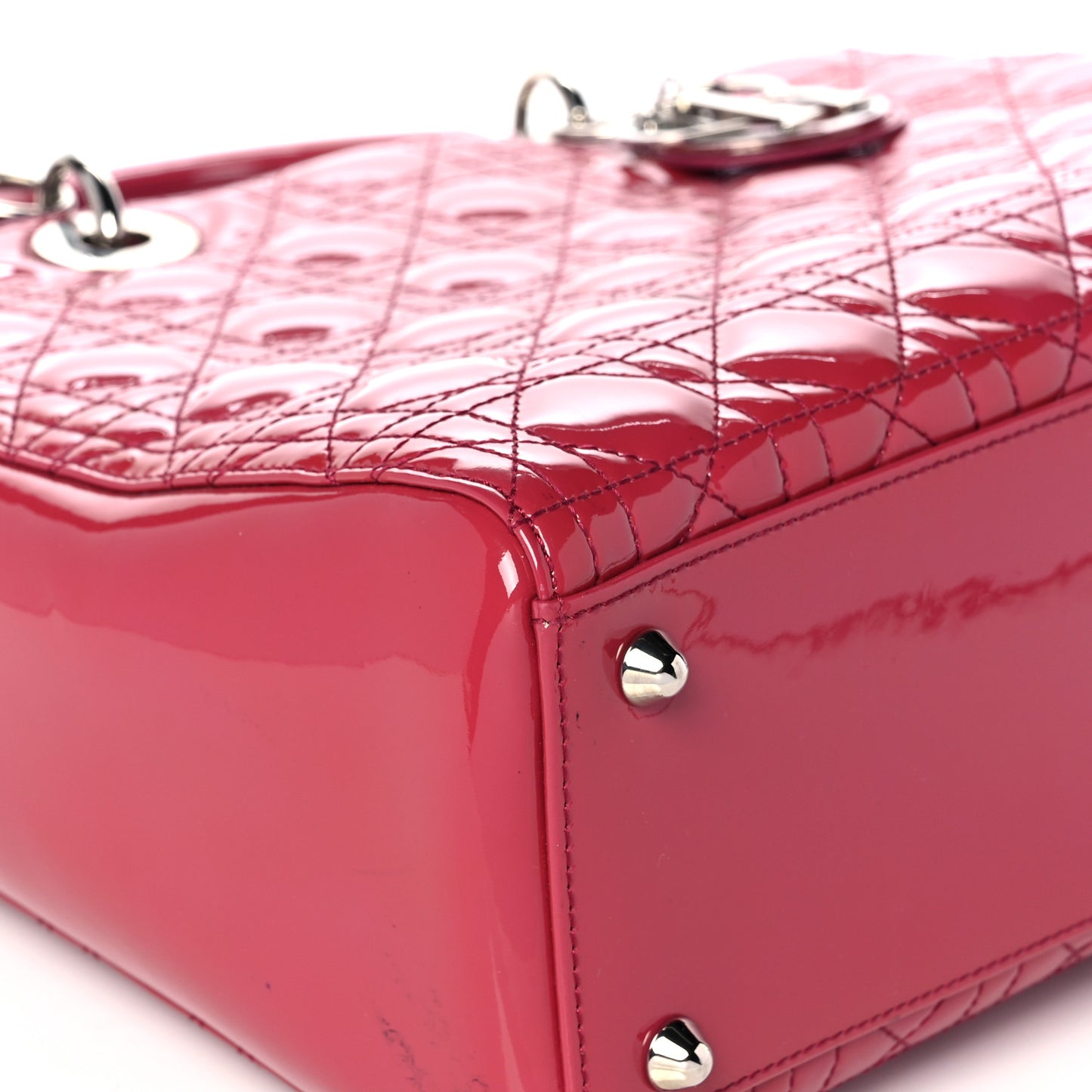 Patent Cannage Large Lady Dior Fuchsia