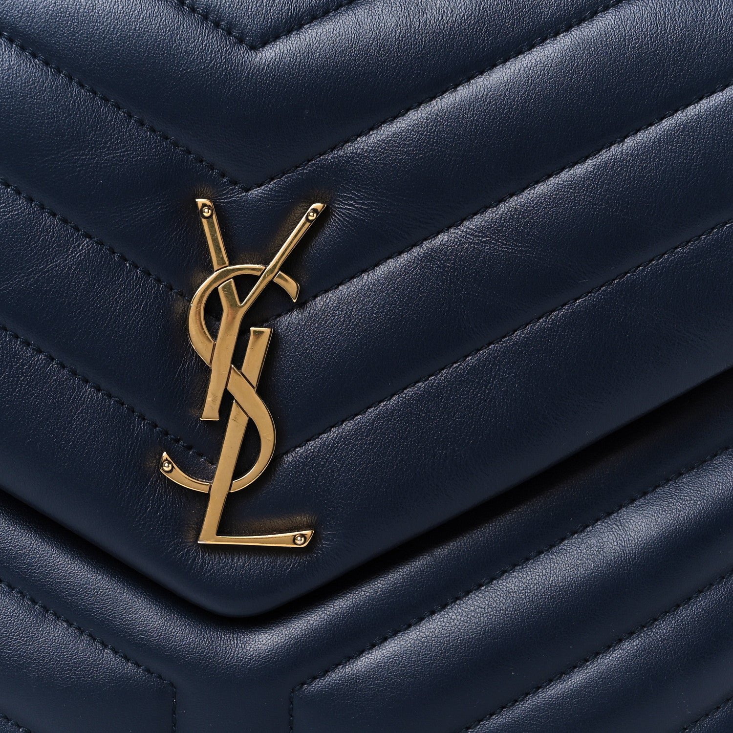 Saint Laurent Calfskin Y Quilted Monogram Medium Loulou Chain Satchel Deep Marine 9 of 11