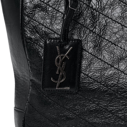 Saint Laurent Crinkled Calfskin Matelasse Monogram Large Niki Shopping Tote Bag Black 9 of 12