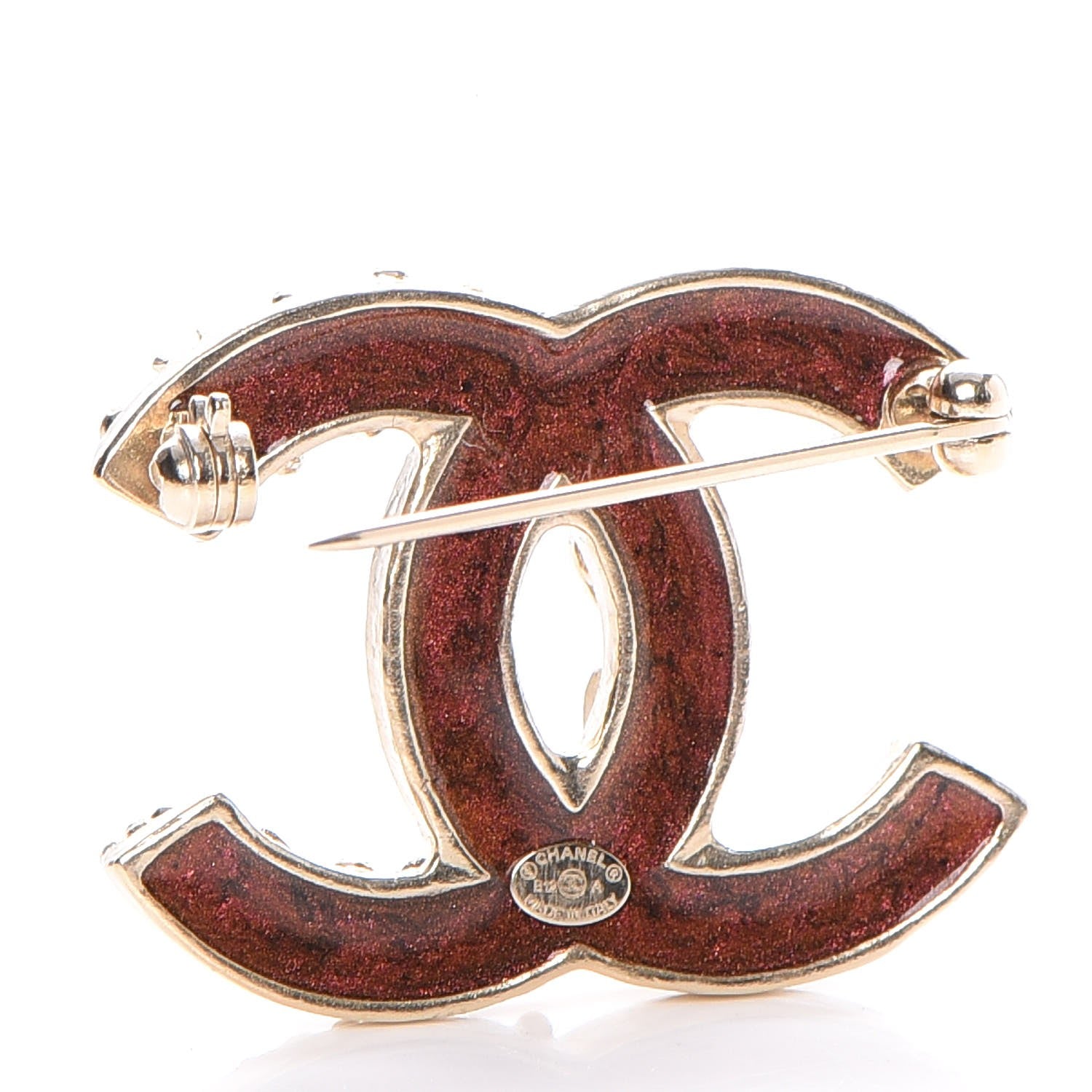 Chanel Enamel Gripoix Poured Glass CC Brooch Gold 3 of 5