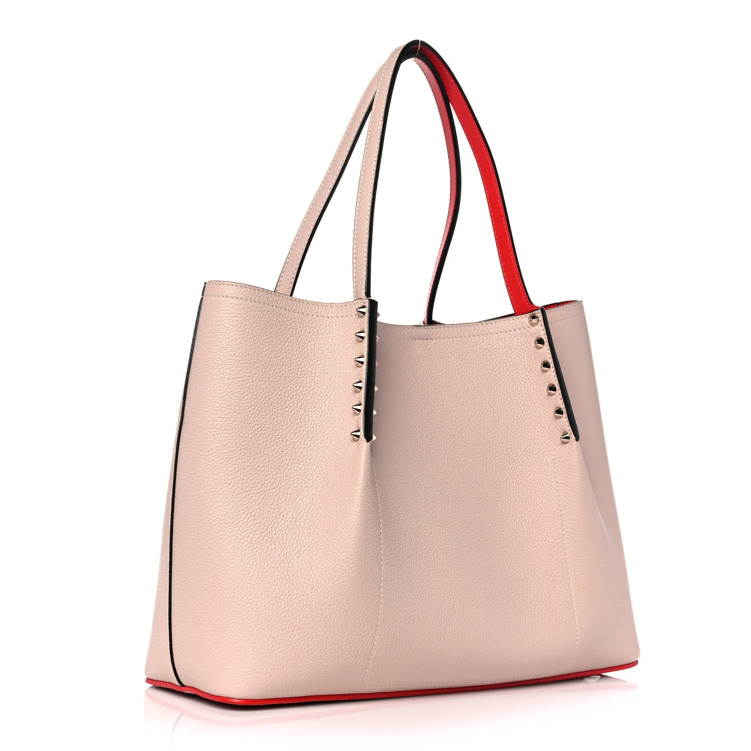 Christian Louboutin Calfskin Spiked Small Cabarock Shopper Tote Pink 2 of 10