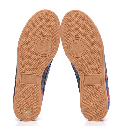 Gucci Lurex Calfskin Web GG Monogram Mens Falacer Sneakers 8.5 Iridescent Blue Iridescent Red Silver 5 of 10
