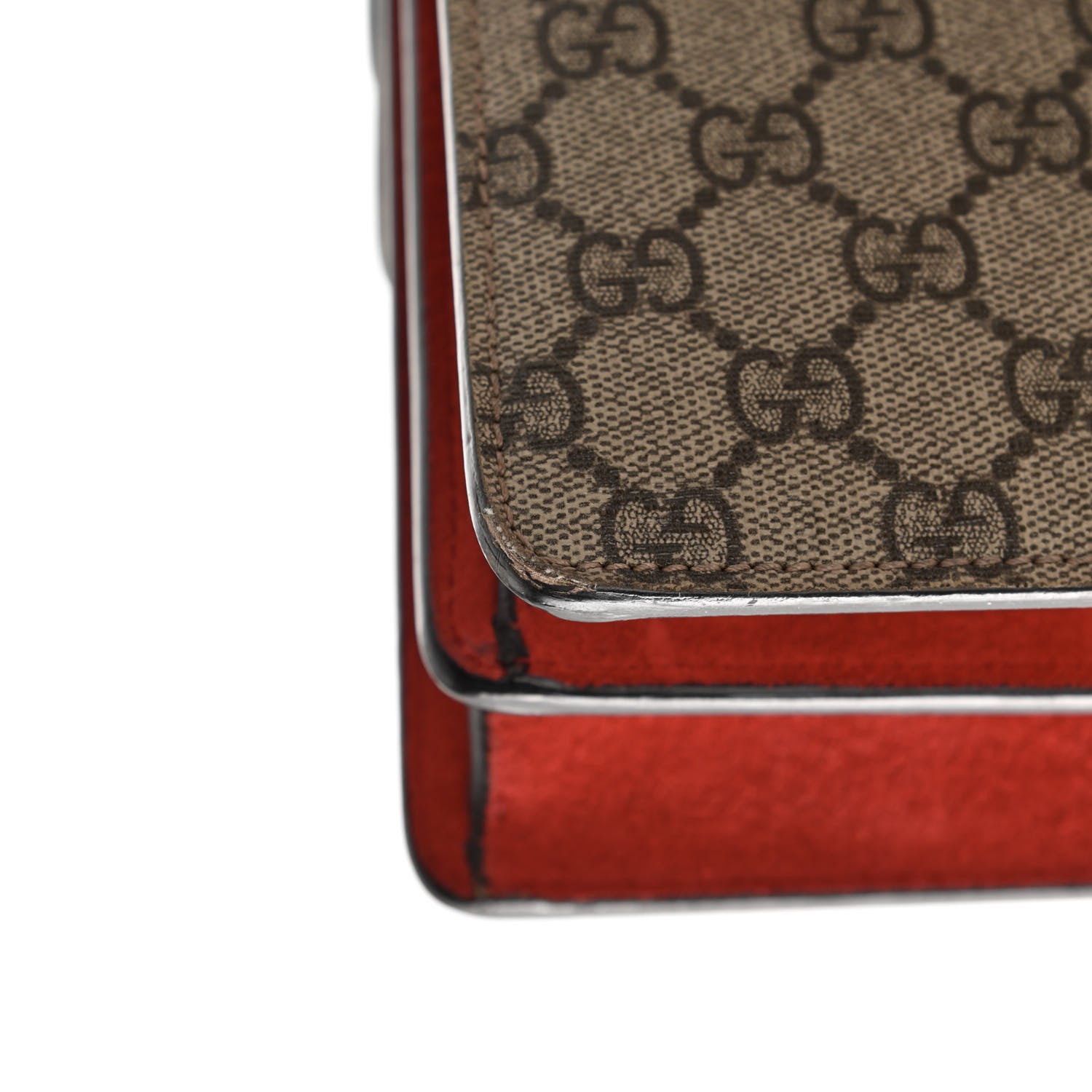 Gucci GG Supreme Monogram Suede Small Dionysus Shoulder Bag Beige Ebony Vulcanic Red 12 of 18