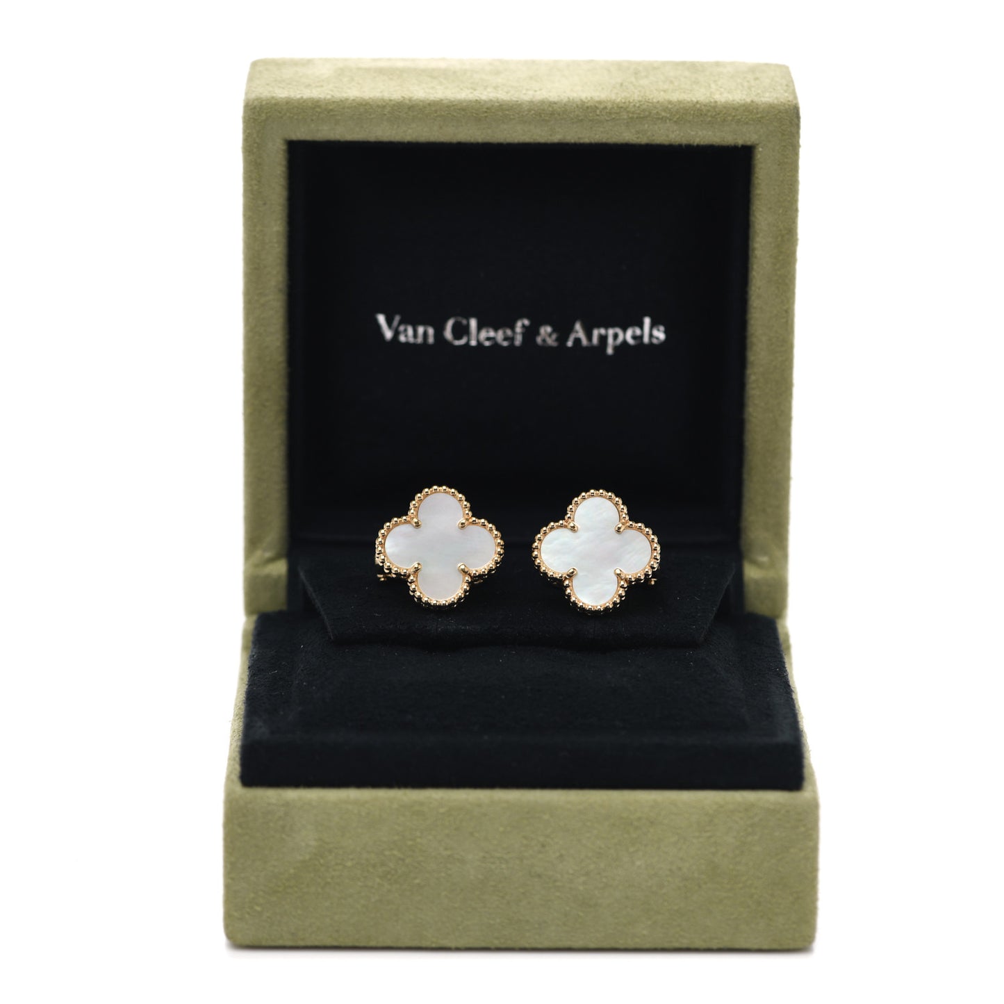 18K Yellow Gold Mother of Pearl Vintage Alhambra Earrings
