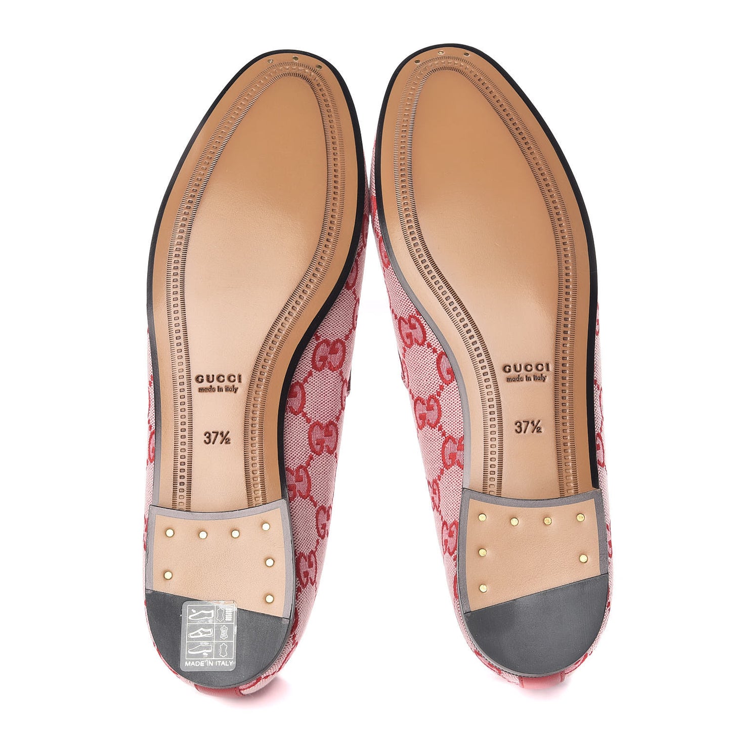 Canvas GG Monogram Horsebit Womens Jordaan Loafers 37.5 Gardenia Hibiscus Red