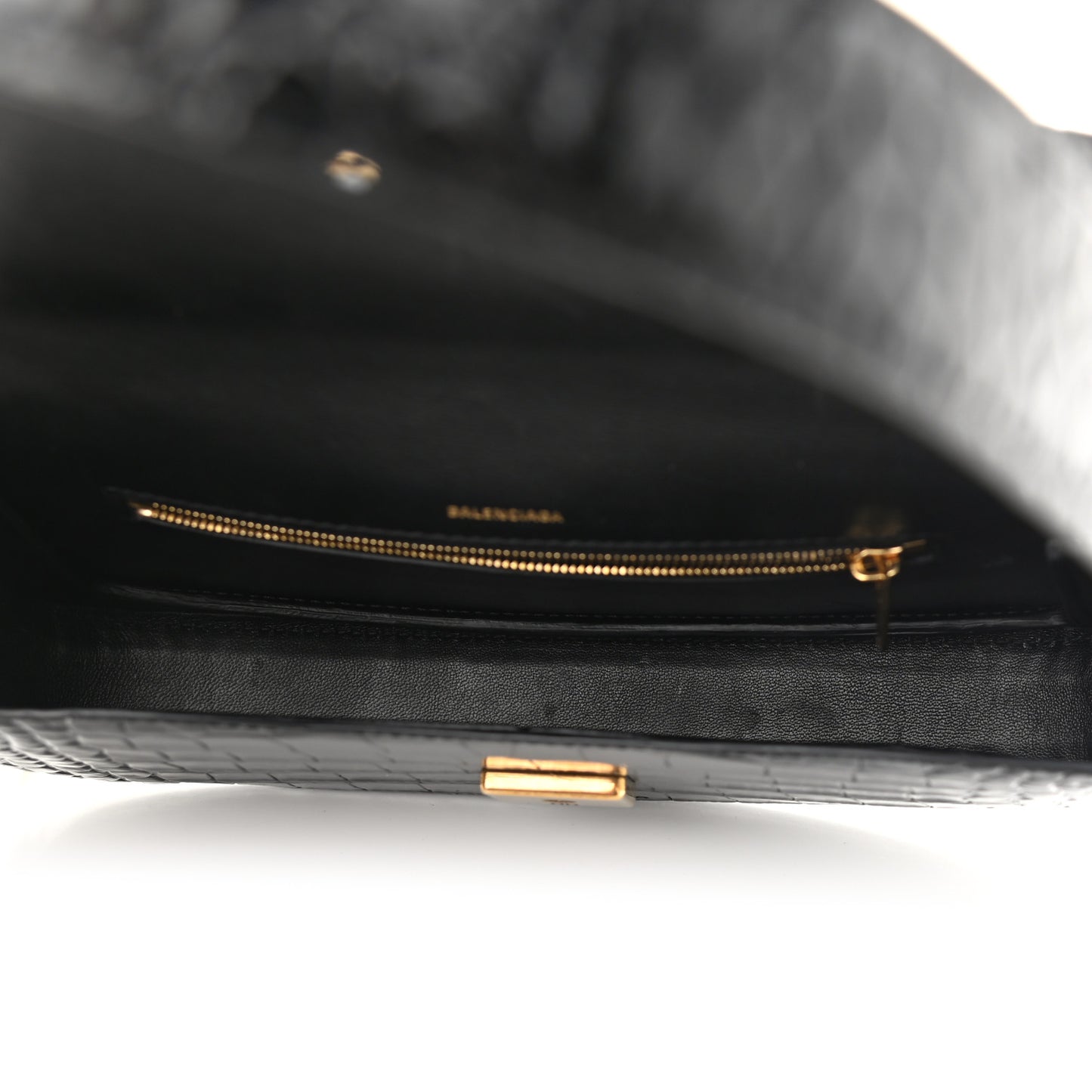 Shiny Calfskin Crocodile Embossed Ghost Sling Bag Black