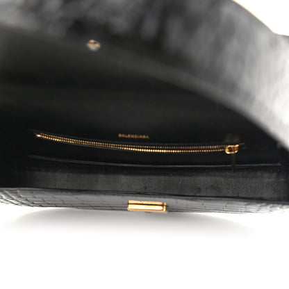 Balenciaga Shiny Calfskin Crocodile Embossed Ghost Sling Bag Black 6 of 11