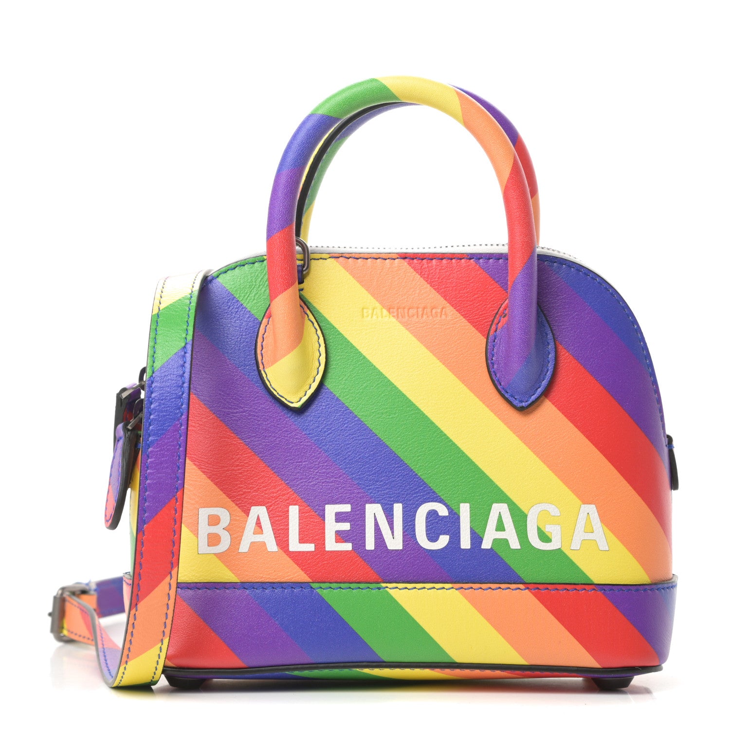 【極美品】BALENCIAGA VILLE TOP HANDLE BAG XXS Balenciaga Smooth Calfskin Logo Rainbow XXS Ville Top Handle