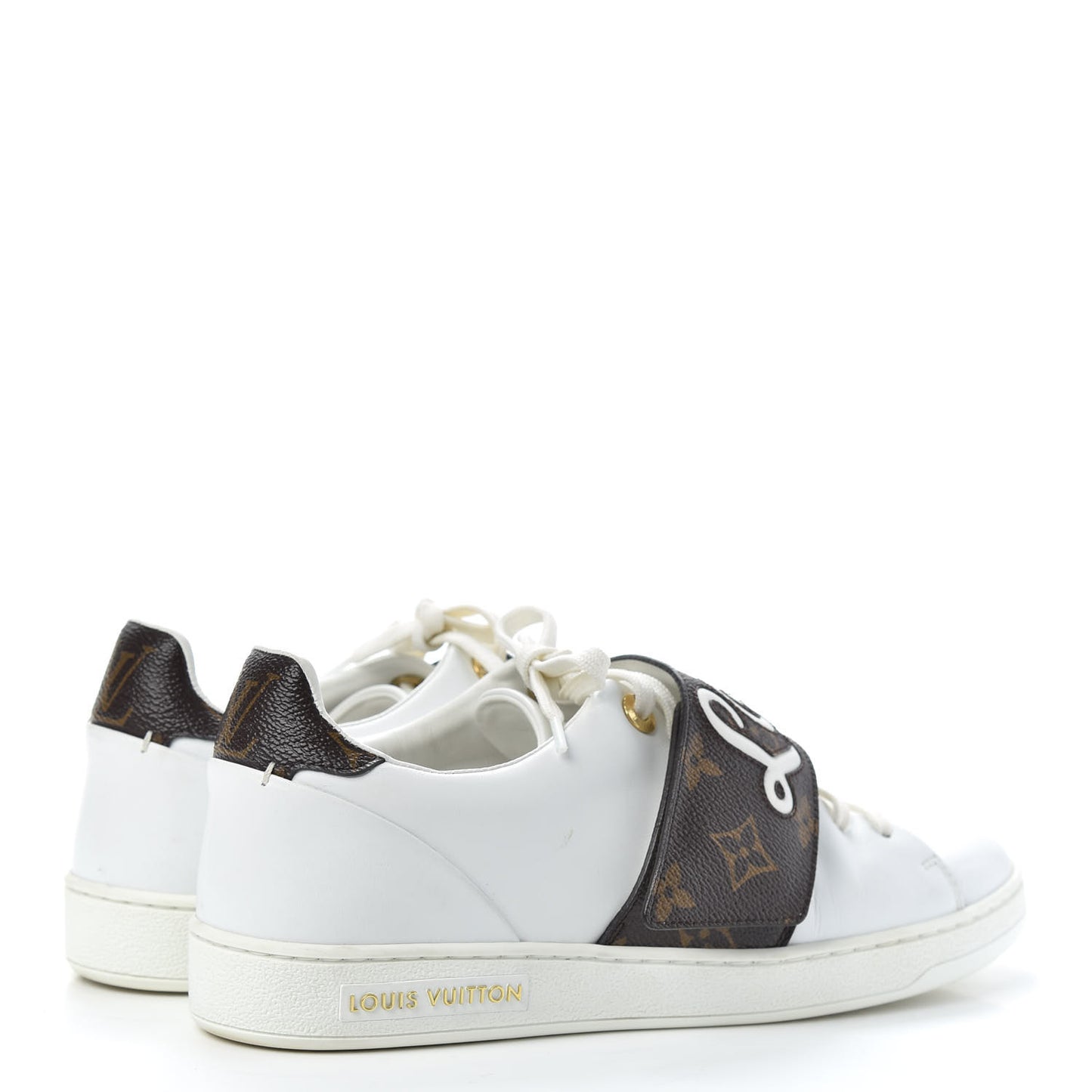 Calfskin Monogram Frontrow Sneakers 37.5 White