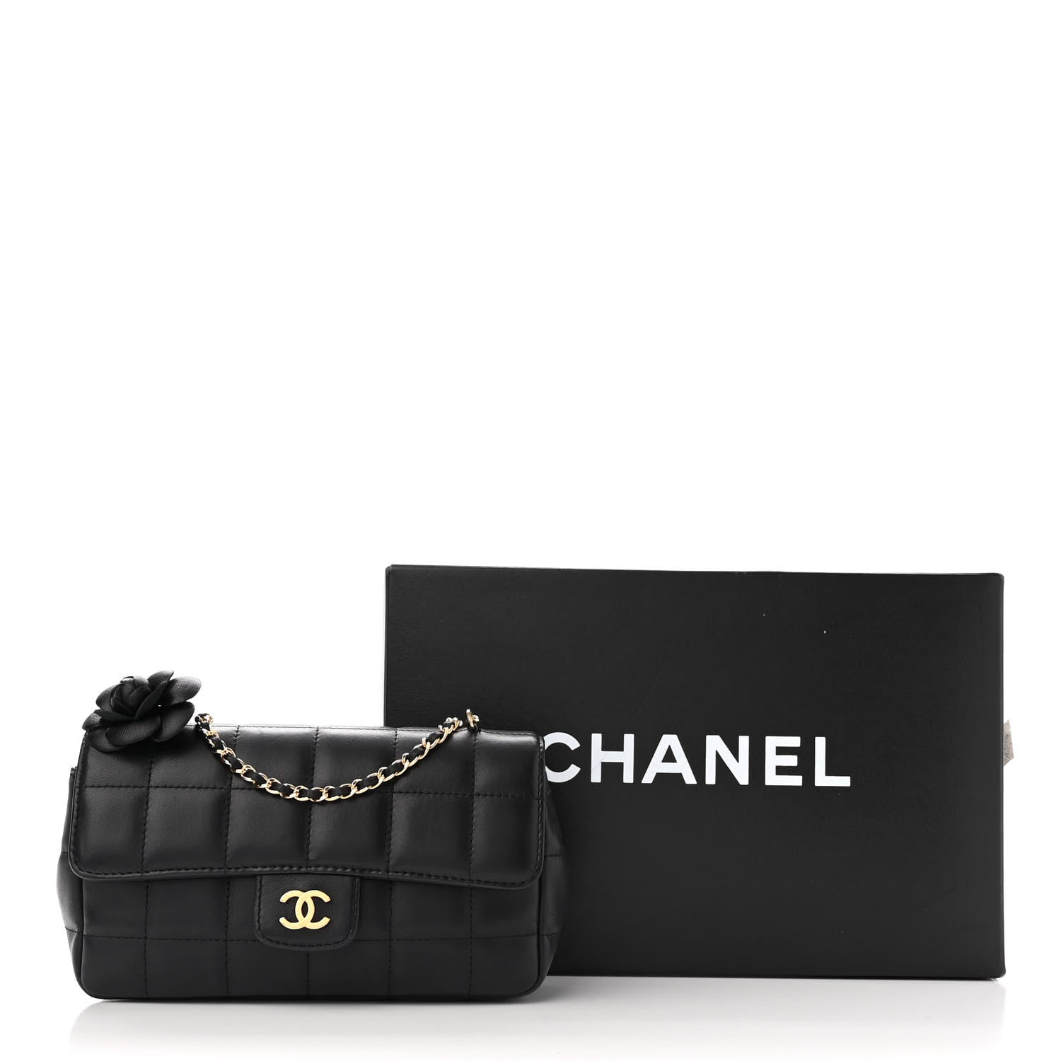 Chanel Lambskin Quilted Mini Chocolate Bar Camellia Flap Black 11 of 11